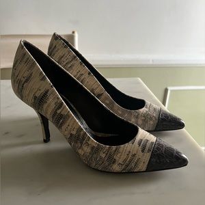 Tory Burch leather multicolor pumps croc toe heels shoes 8.5